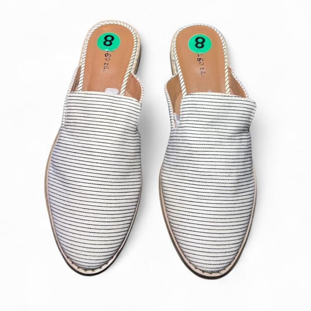 Indigo Rd Pinstripe Mule Flats Women’s 8 Slip On Loafer Slides Stripe